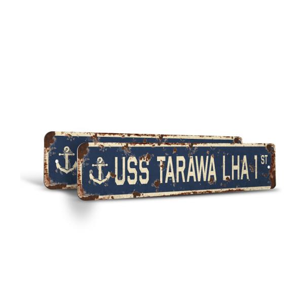 USS TARAWA LHA 1 Vintage Style Rustic Street Sign ...