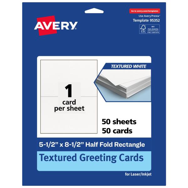 Avery Printable Rectangle Half Fold Greeting Cards...