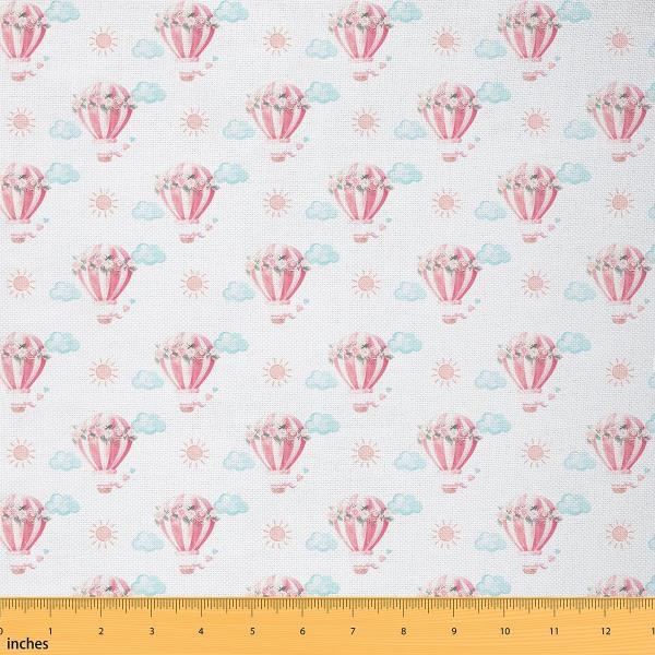 Hot Air Balloon Fabric by The Yard,Sun Cloud Flowe...