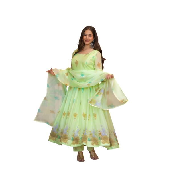 RadhikaRani Indian Style Pure Organza Floral Print...