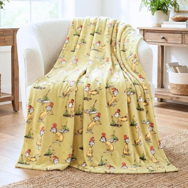Dr. Seuss ブックスロー、子供用スーパーソフトプラッシュコージースローブランケット、60イン...