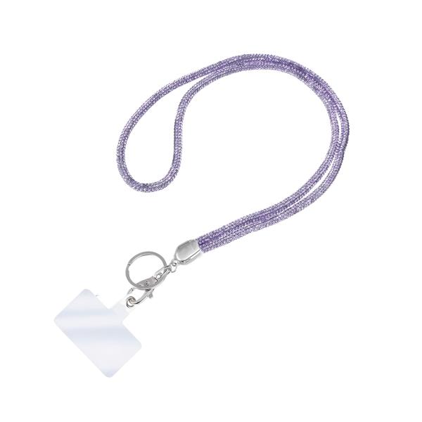 Global Shopper Aグレードクリスタルランヤード 約88cm パープル 格納式バッジリー...
