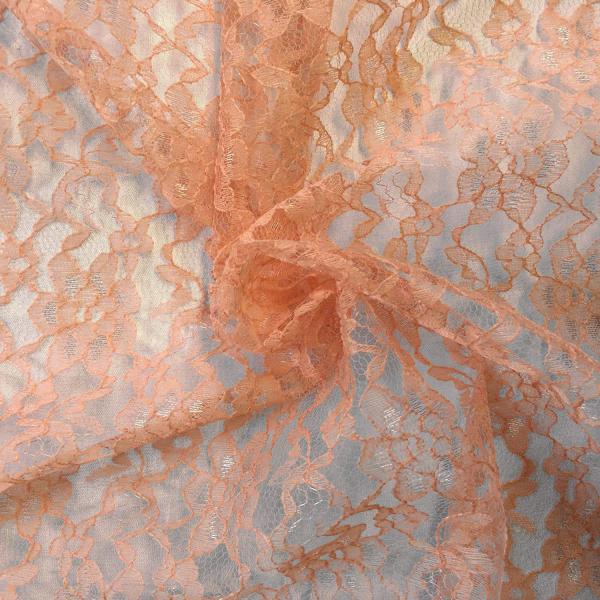 Peach Elegant Raschel Lace Fabric by The Yard, 60 ...
