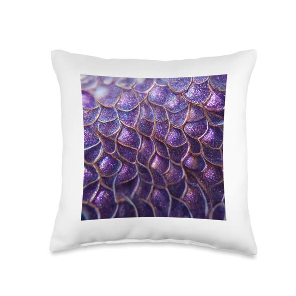 Mermaid Scales Pattern Purple Throw Pillow