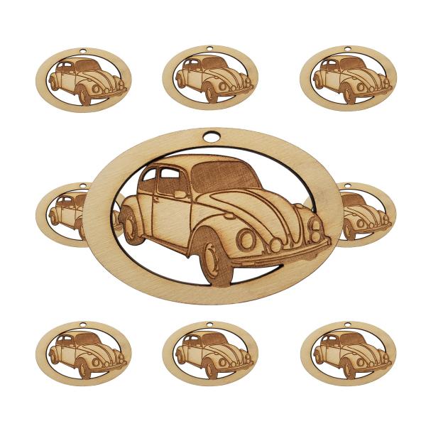 10PK Personalized VW Beetle Ornament, Engraved Chr...