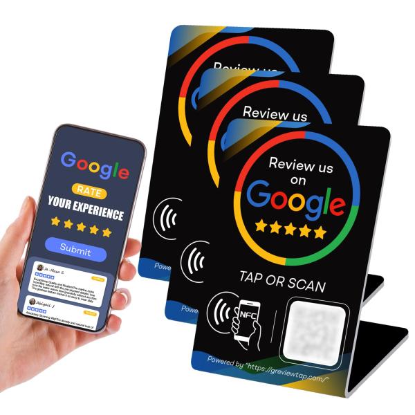 Eptchn NFC タップ＆QRコード対応 Googleレビュースタンド ブラック アプリ・サブス...