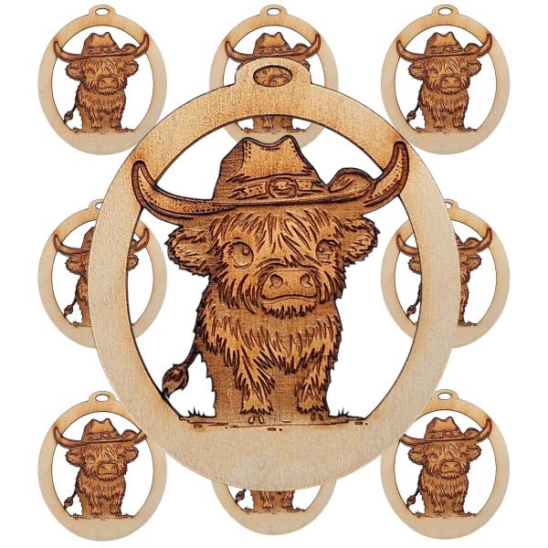 10PK Personalized Highland Cow Christmas Ornaments...