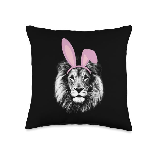 Woman Man Funny Easter Vintage Lion Bunny Design E...