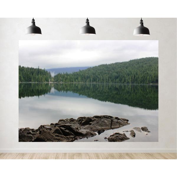 Trykid 9x6ft Calm Lake Forested Shoreline Rocks Ba...