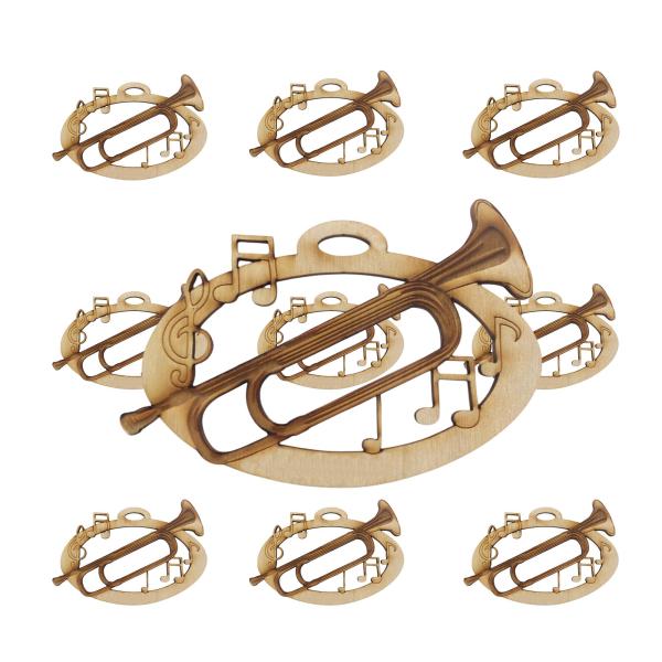 10PK Bugle Ornament, Musical Instrument Christmas ...