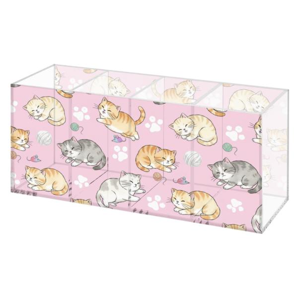 Cute Lying Cats Light Pink Color Pencil Organizer ...