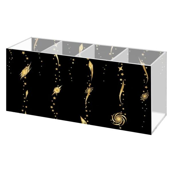 Classic Gold Stars Black Pencil Box Acrylic Sticky...
