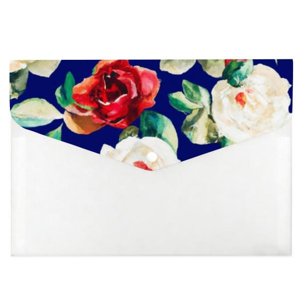 6 Pockets Document Organizer Watercolor White Rose...