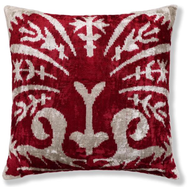 CANVELLO Luxury Handwoven Dark Red Silk Velvet Ika...