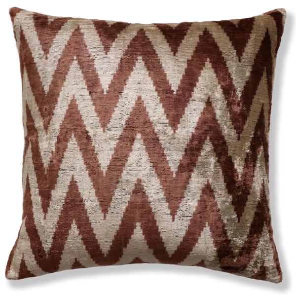 CANVELLO The Rust ＆ Cream Chevron Ikat Silk Velvet...