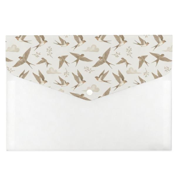 6 Pockets School Folders Brown Birds Clouds Aky A4...