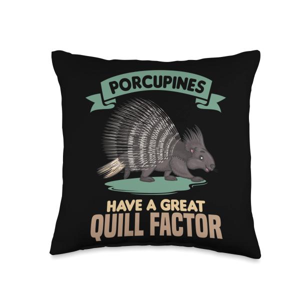 Cute Porcupine No Hugs for Porcupine Throw Pillow
