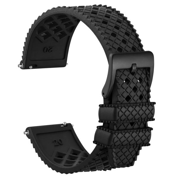 WOCCI 20mm Hollow Watch Band for Men, FKM Rubber (...