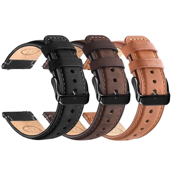 Wristitani 3 Pack Leather Watch Strap, 18mm 19mm 2...