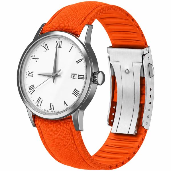 FKM Rubber Watch Strap,Curved End Fluororubber Wat...