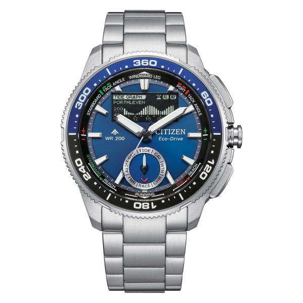 CITIZEN メンズ エコドライブ WaveTracker:42mm シルバートーンステンレススチ...