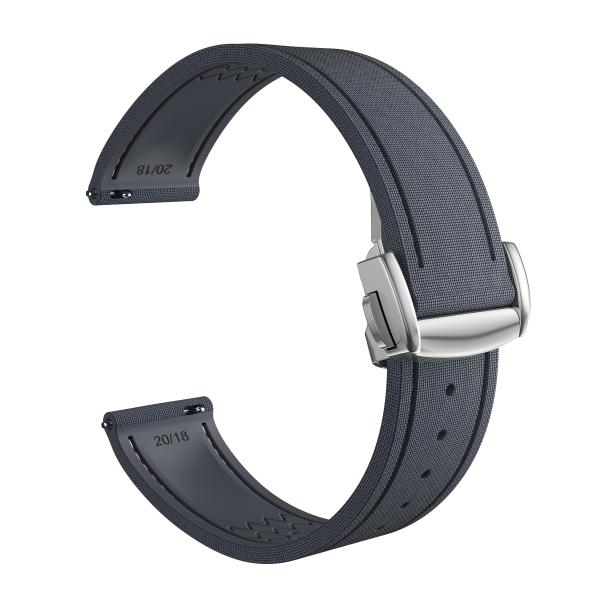 FKM Rubber Watch Strap with Deployant Clasp, 20mm ...
