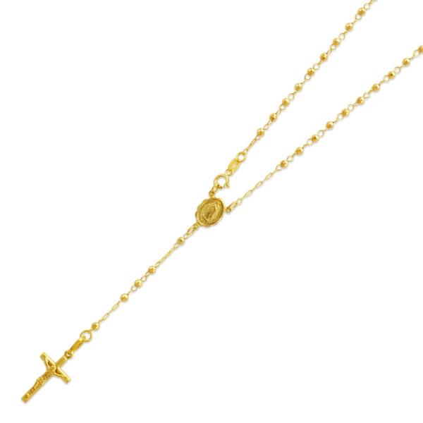 【並行輸入品】14K イエローゴールド ロザリオ ネックレス 2.5mm ビーズ ロザリー チェーン...