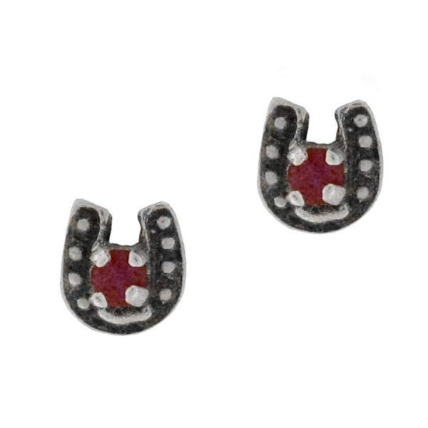 【並行輸入品】Tiny Genuine Ruby Horseshoe Post Stud Earri...