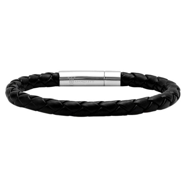 【並行輸入品】(ブレイデッド) Braided ブラックフェイクレザーブレスレット メンズ6mm 8...