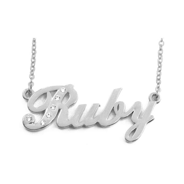【並行輸入品】名前ネックレス" Ruby " 18?Kホワイトゴールドメッキ Ruby Name N...