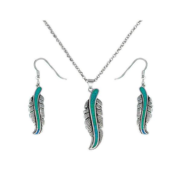 【並行輸入品】モンタナSilversmithsレディースオパールフェザーネックレスとイヤリングセット...