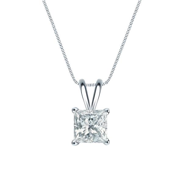 【並行輸入品】14K ホワイトゴールド 4プロング バスケット プリンセスカット ダイヤモンド ソリ...