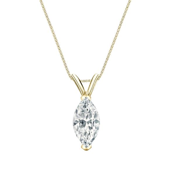 【並行輸入品】Prong marquise cutダイヤモンドソリティアペンダント14 Kイエローゴ...