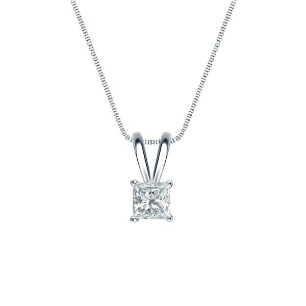 【並行輸入品】14 Kゴールド4プロングバスケットプリンセスカットダイヤモンドソリティアペンダント(...