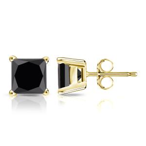 【並行輸入品】18?Kゴールドプリンセスブラックダイヤモンドメンズ4 prongバスケットスタッドイヤリング( 1?/ 2? ?4?ct、ブラッ