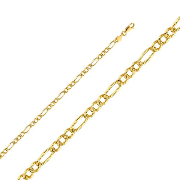 【並行輸入品】14?Kイエローゴールドソリッドメンズ4?mmフィガロ3?+ 1イエローPaveチェー...