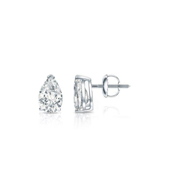 【並行輸入品】Prong pear cutダイヤモンド14?Kホワイトゴールドスタッドイヤリング( ...