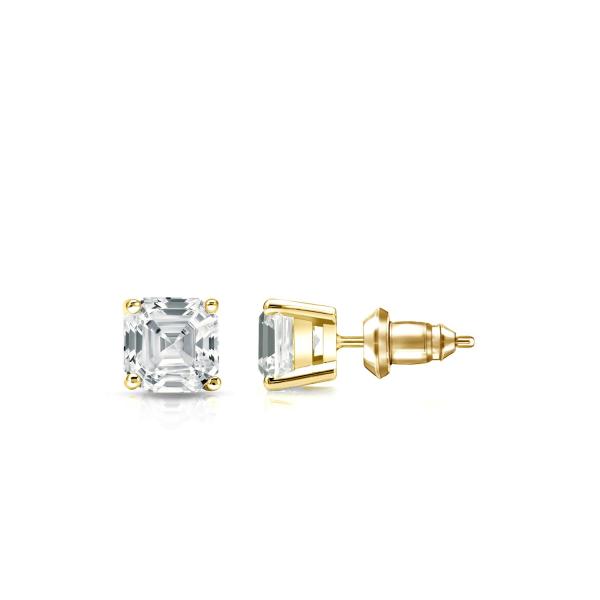 【並行輸入品】14k Yellow Gold 4 Prong Basket Asscher Diam...