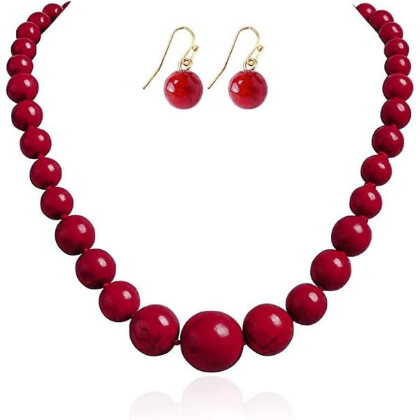 【並行輸入品】ジェーンストーンラウンドビーズターコイズネックレスよだれかけ分厚いファッションジュエリ...