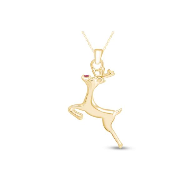 【並行輸入品】Simulated Rubyトナカイペンダント&amp;チェーン14 K Gold overス...