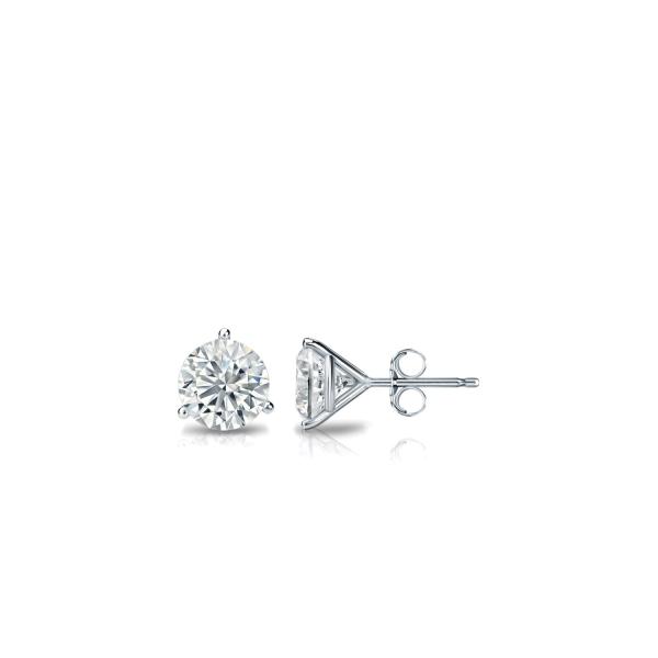 【並行輸入品】18 Kゴールド3 prong Martiniラウンドダイヤモンドスタッドイヤリング(...