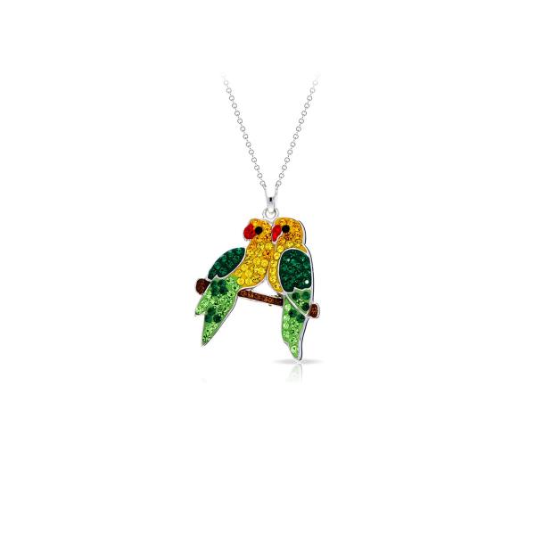 【並行輸入品】クリスタル スカーレット コンゴウインコ 鳥 オウム ペンダント ネックレス 錆びない...