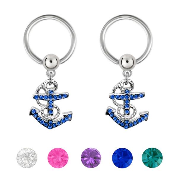 【並行輸入品】クールなペア。 アンカー ダングル 航海 ボート キャプティブ ビーズ リング ベリー...
