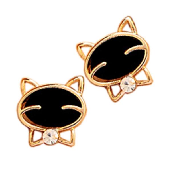 【並行輸入品】1Pair Black Smile Cute Cat Fine Diamond Exq...