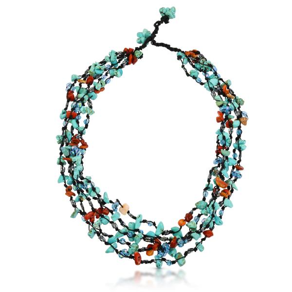 【並行輸入品】AeraVida フェスティブ マルチレイヤー ブルーレッドトーン ミックスストーン ...