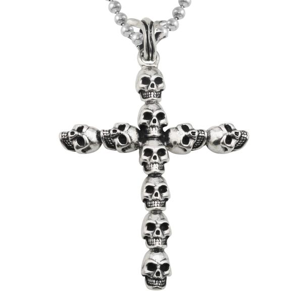 【並行輸入品】A&amp;G Rock Multi Skull Cross Pendant Necklace...