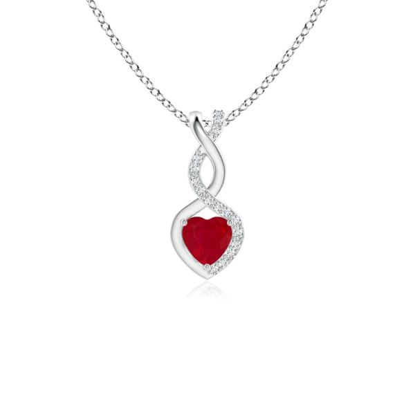 【並行輸入品】ルビーインフィニティハートペンダントダイヤモンド付き|シルバー Angara Ruby...