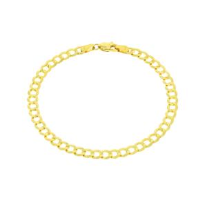 【並行輸入品】Nuragold 14Kイエローゴールド 5mm ソリッドキューバカーブリンクチェーンブレスレットまたはアンクレット メンズ レデ