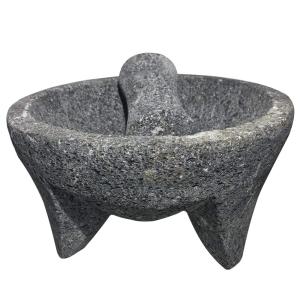 Thaweesuk Shop 8インチ Molcajete Tejolote 本物のメキシコ 溶岩 モルタル&すりこぎ グアカモー 並行輸入品｜best-style