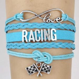 【並行輸入品】Joulee Infinity Love Racing Bracelets Bangles Flag Charm Braided